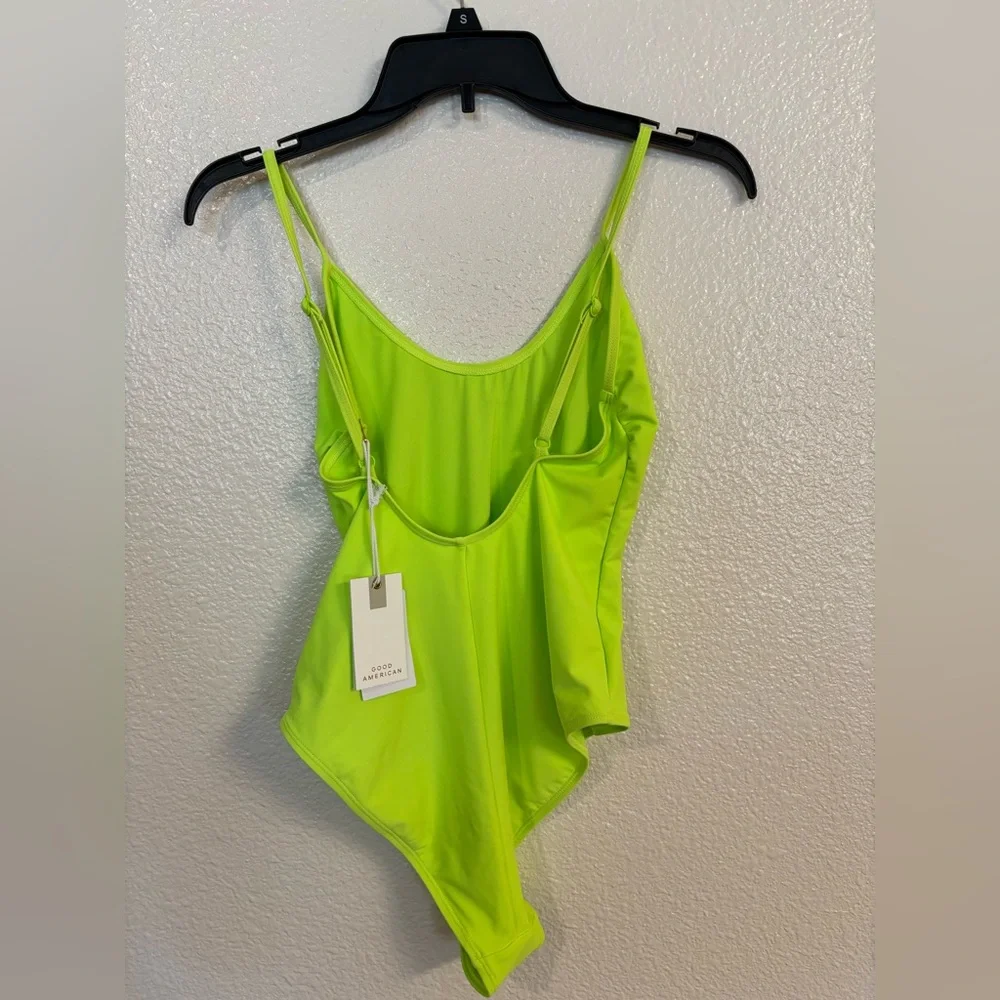 GOOD AMERICAN Always Sunny One- Piece Swimsuit in Electric Lime NWT - Picture 3 of 8